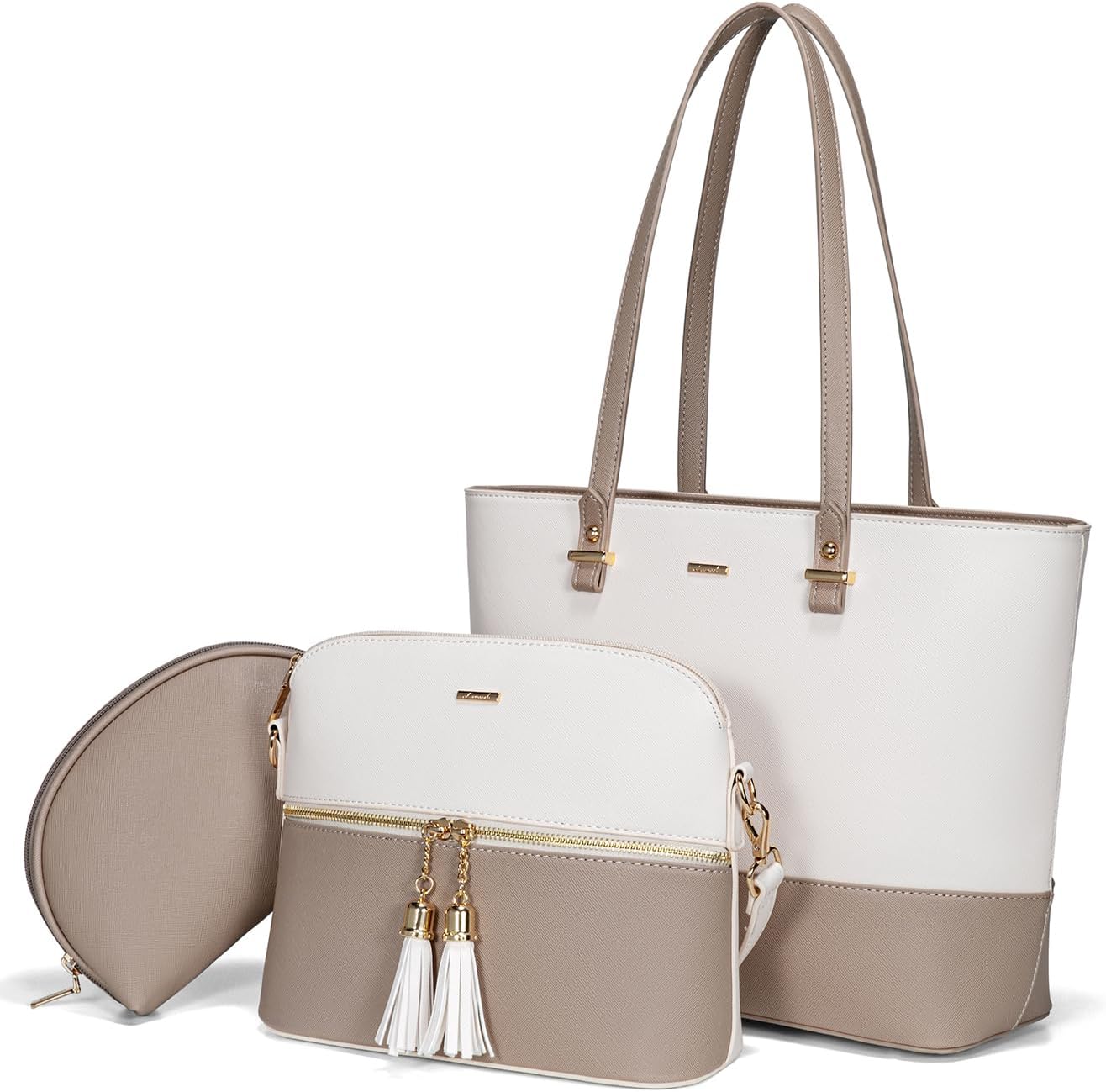 Lovevook Three-Piece Handbag Set – Tote, Crossbody, and Clutch