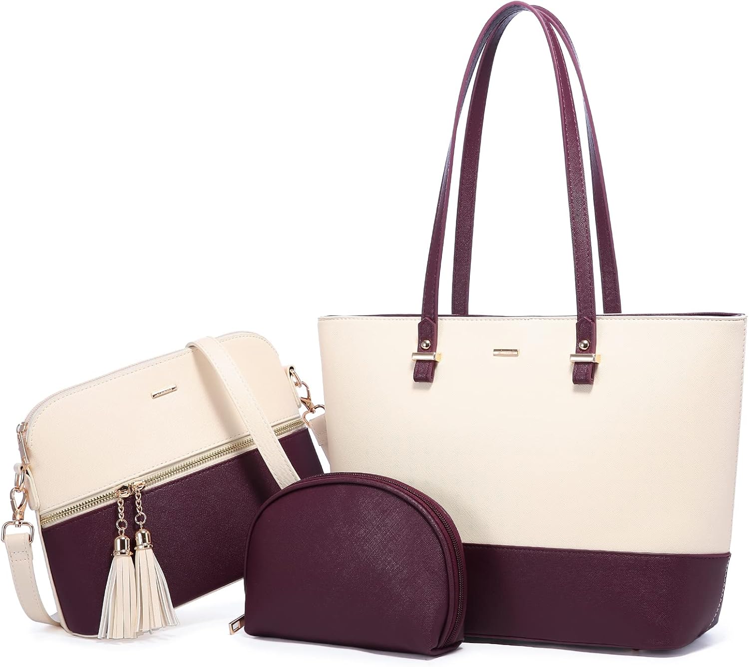 Lovevook Three-Piece Handbag Set – Tote, Crossbody, and Clutch