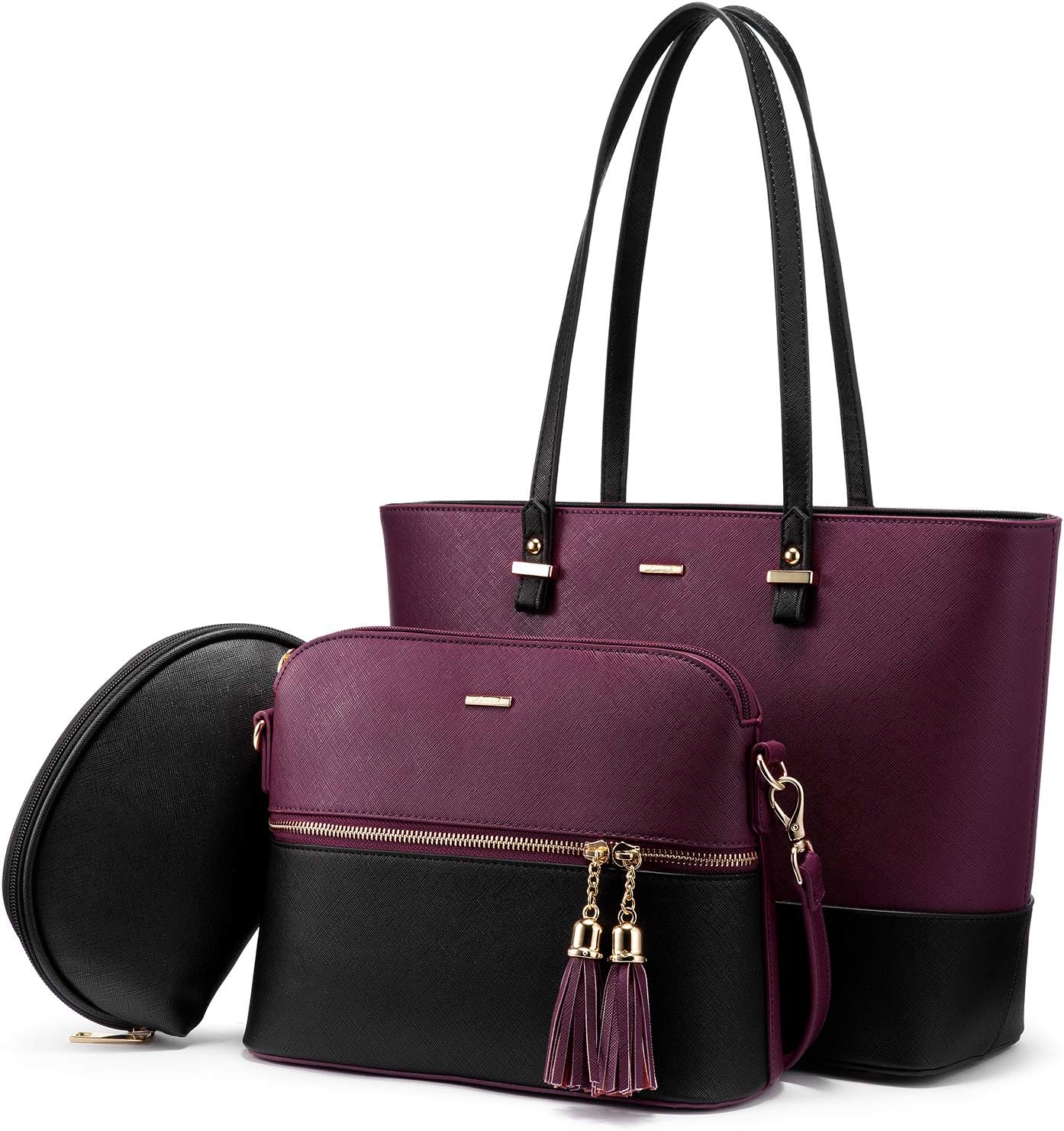 Lovevook Three-Piece Handbag Set – Tote, Crossbody, and Clutch