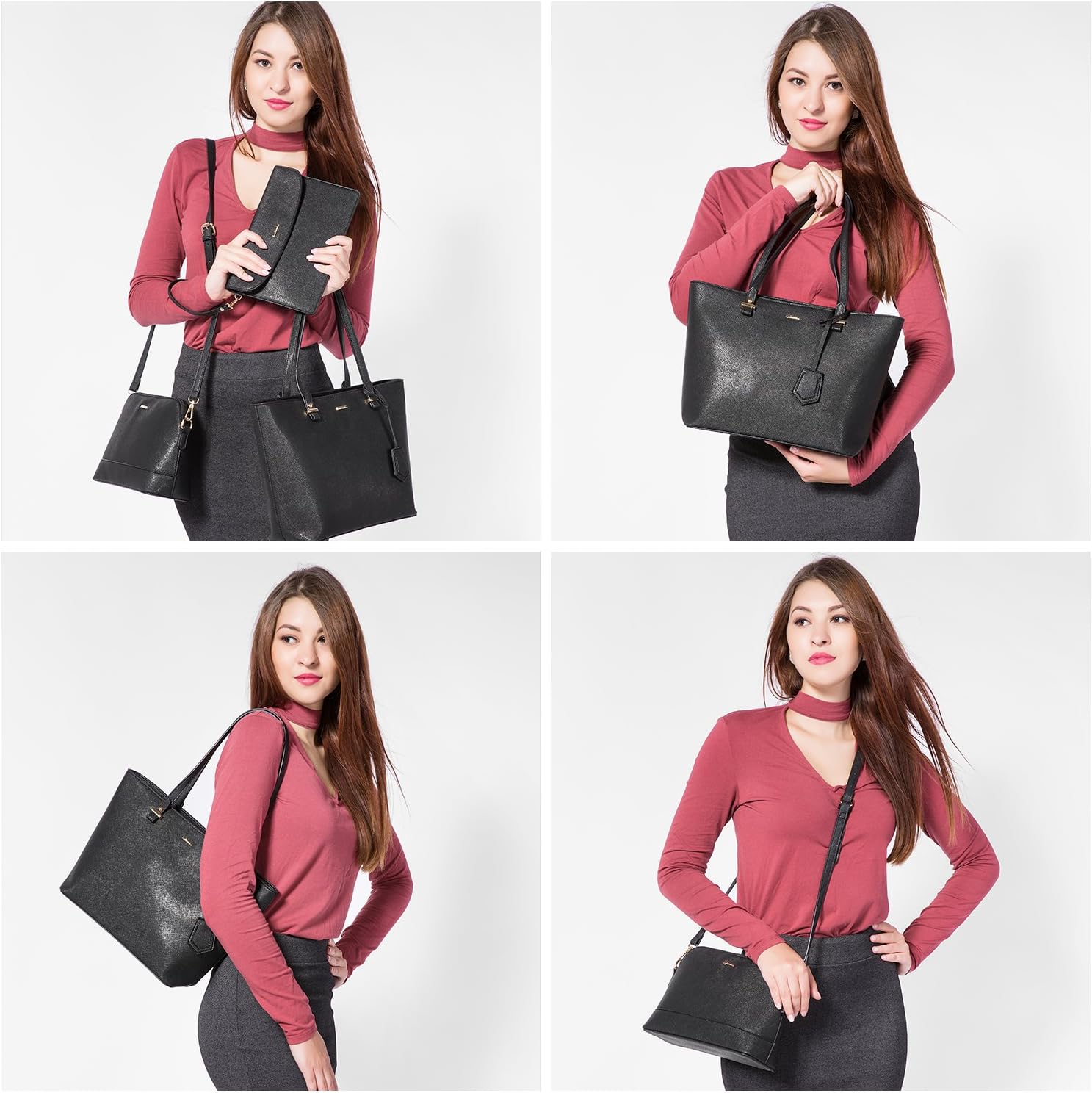 Lovevook Three-Piece Handbag Set – Tote, Crossbody, and Clutch